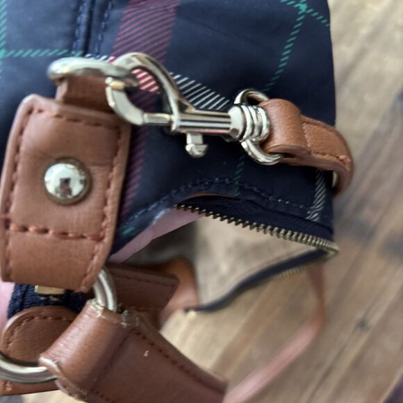 Talbots Tattersol Plaid Multicolor 90s 80s Y2K Prepster Zip Shoulder Tote Bag - Picture 5 of 8